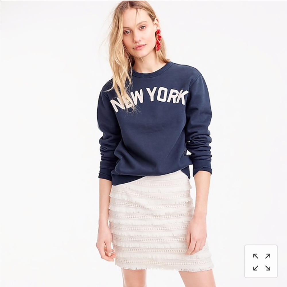 J. Crew White Fringe Skirt